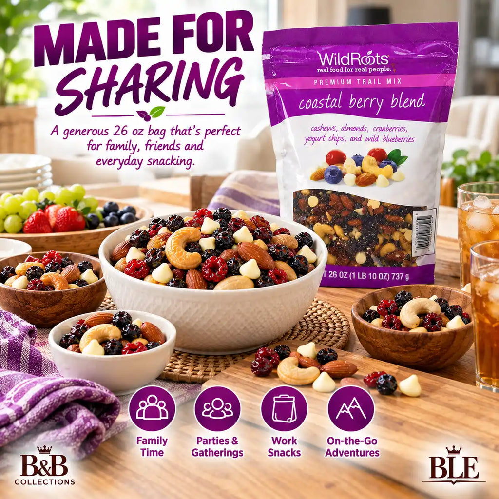 WildRoots Premium Trail Mix Coastal Berry Blend, Cashews, Almonds, Cranberries, Yogurt Chips & Wild Blueberries, 26 oz (737 g), Resealable Bag