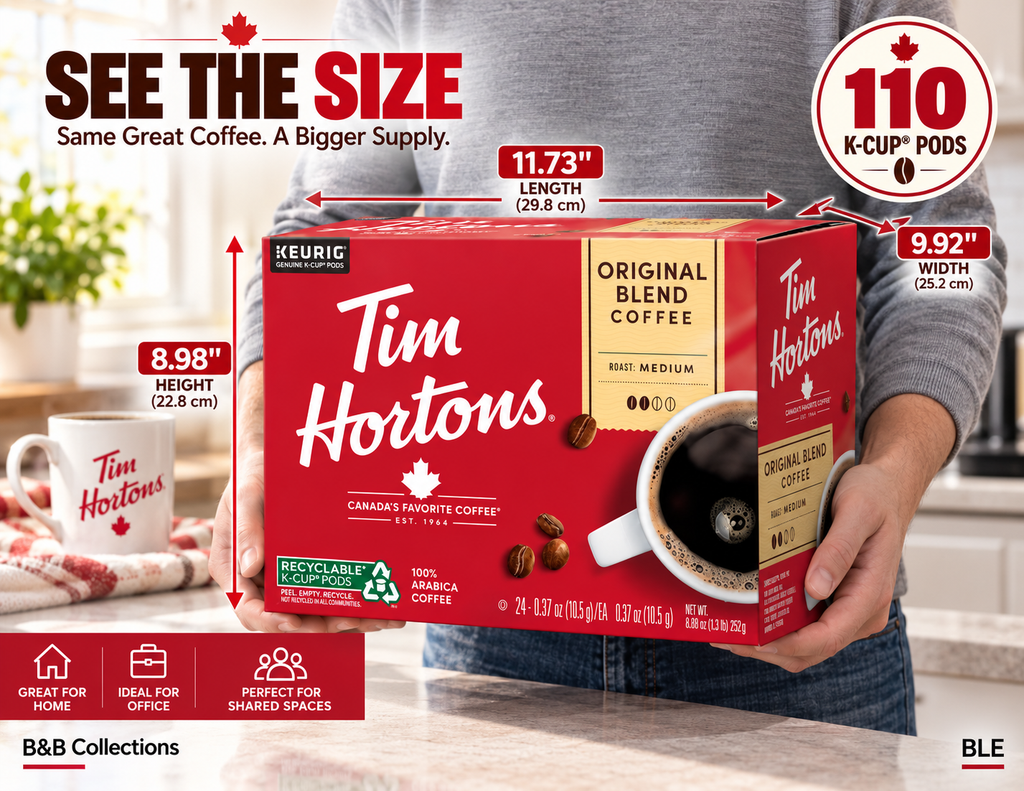 Tim Hortons Original Blend Medium Roast Coffee K-Cup Pods, 100% Arabica Coffee, 110 Count