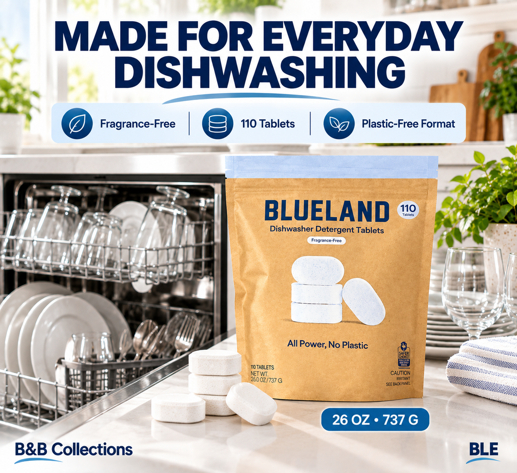 Blueland Dishwasher Detergent Tablets, Fragrance-Free, Plastic-Free, 110 Count, 26 oz