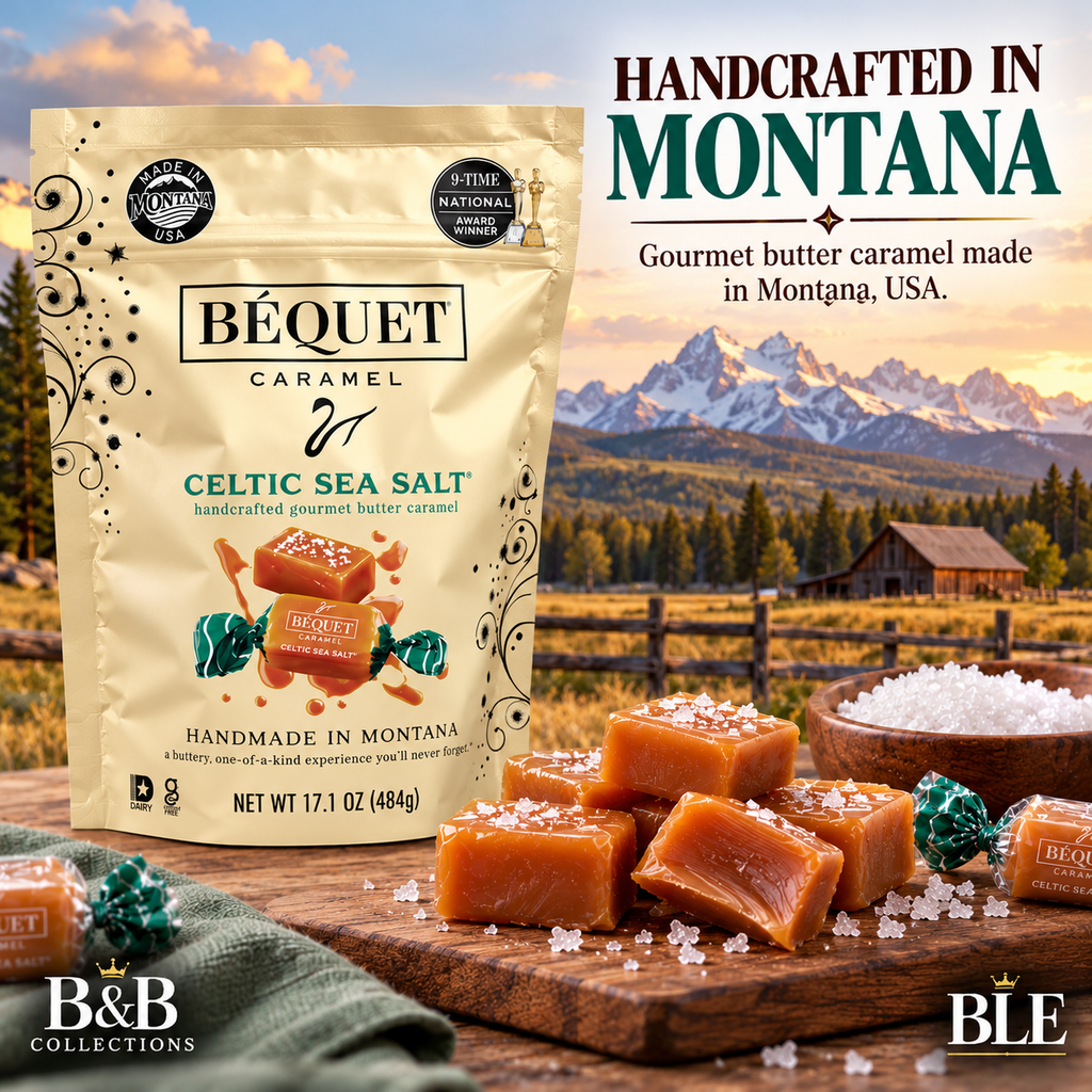 Béquet Caramel Celtic Sea Salt Gourmet Butter Caramels, Handcrafted Soft Caramel Candy, Made in Montana, 17.1 oz (484g)