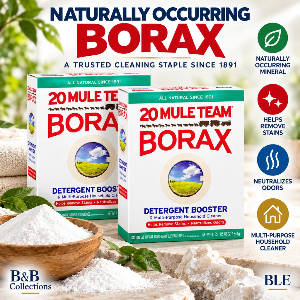 20 Mule Team Borax All Natural Laundry Detergent Booster & Multi-Purpose Household Cleaner, Helps Remove Stains & Neutralize Odors, 65 oz (Pack of 2)