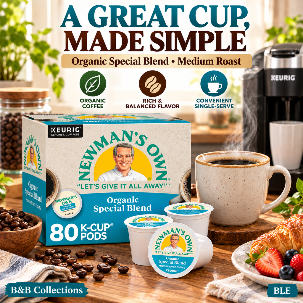 Newman’s Own Organics Special Blend Coffee K-Cup Pods, Medium Roast, Keurig Compatible, 80 Count
