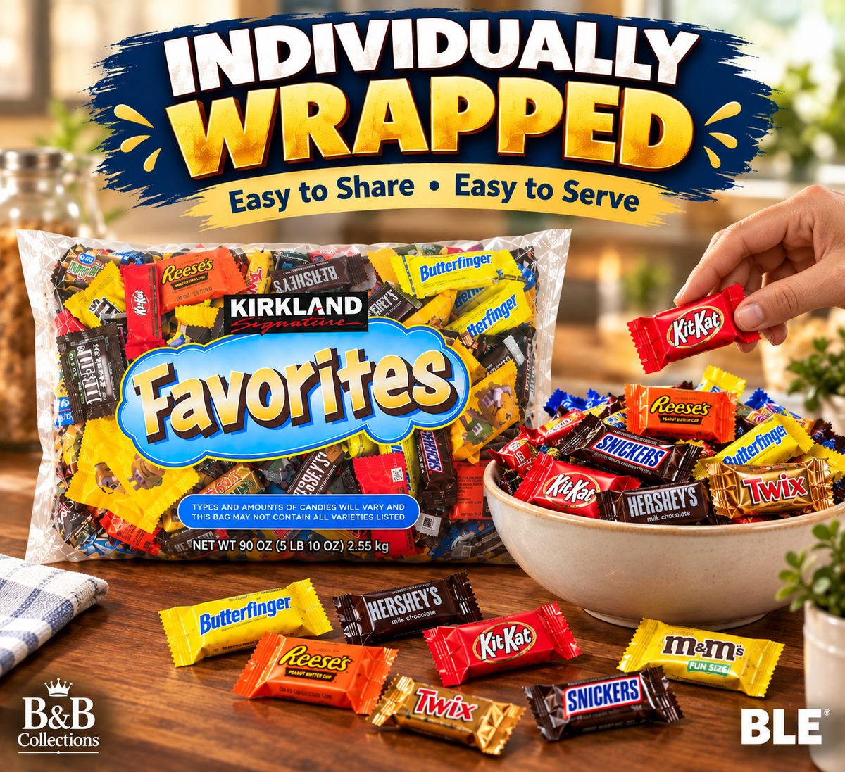 Kirkland Signature Favorites Chocolate Candy Variety Pack, Fun Size Individually Wrapped, Approx. 150 Pieces, 90 oz