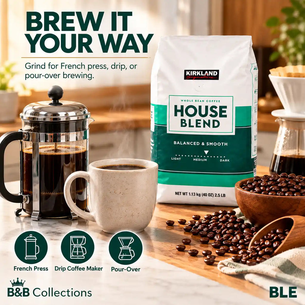 Kirkland Signature House Blend Whole Bean Coffee, Medium Roast, Balanced & Smooth, 40 oz (2.5 lb / 1.13 kg)