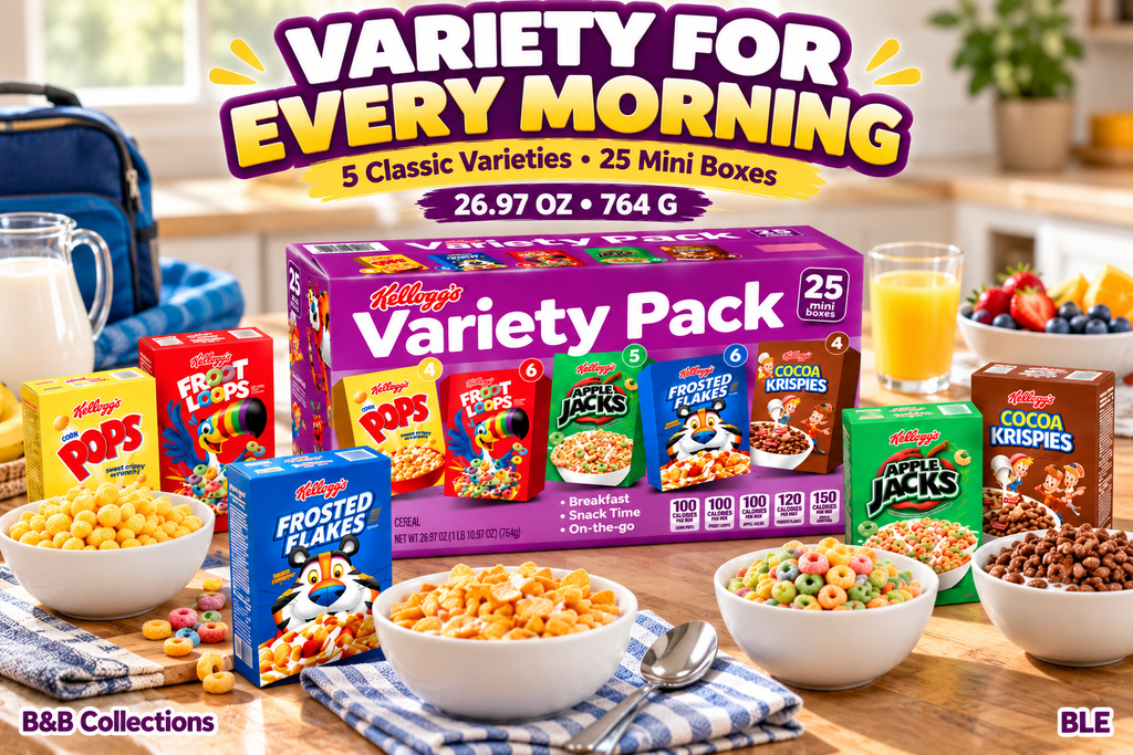 Kellogg’s Cereal Variety Pack, 25 Mini Boxes, 5 Assorted Flavors, 26.97 oz