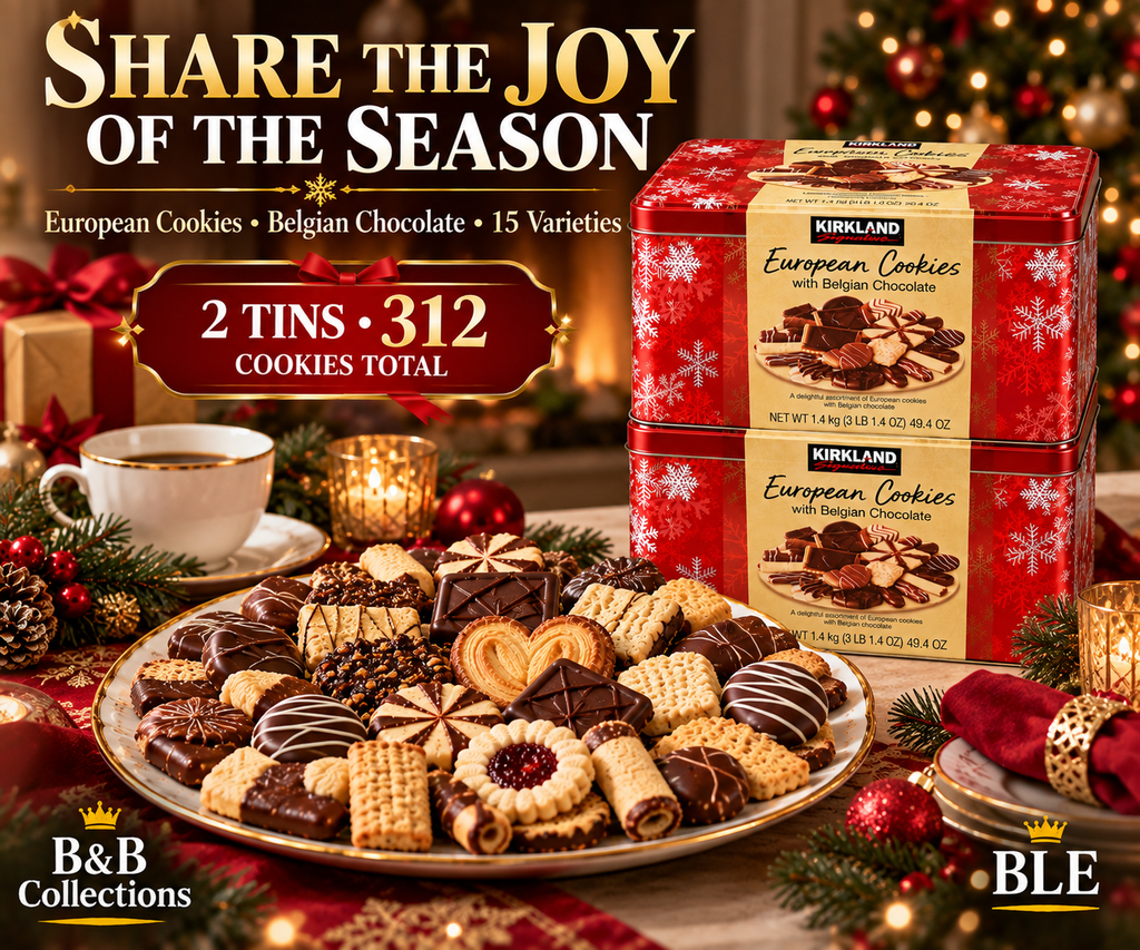 Kirkland Signature European Cookies with Belgian Chocolate, 15 Varieties, 156 Cookies per Tin, 49.4 oz Each, 2 Count