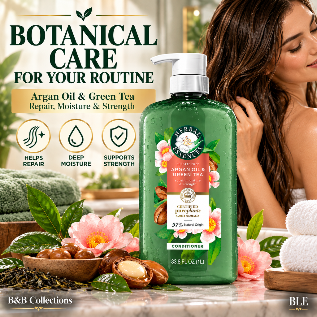 Herbal Essences Argan Oil & Green Tea Conditioner, Sulfate Free, Repair, Moisture & Strength, 97% Natural Origin, 33.8 fl oz (1 L)