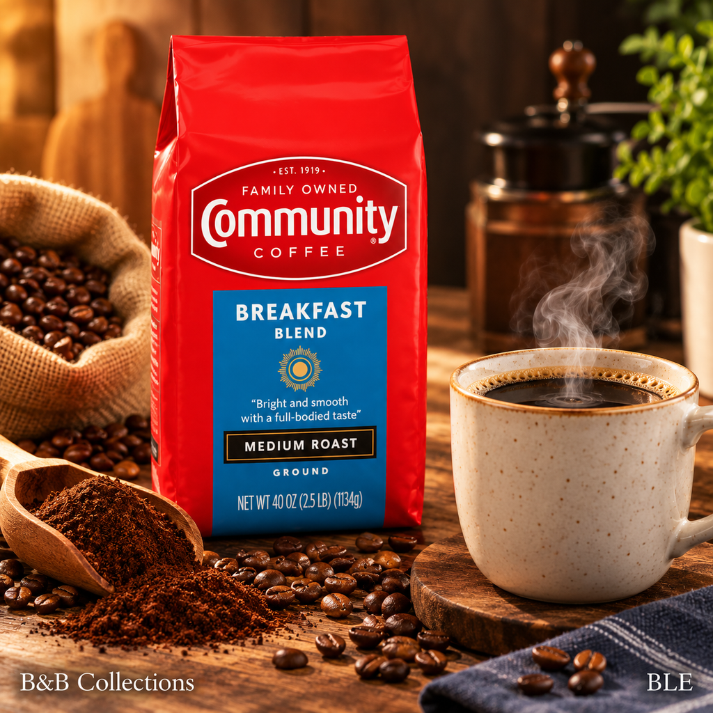 Community Coffee Breakfast Blend Medium Roast Ground Coffee, 40 oz (2.5 lb), Bright & Smooth, Full-Bodied Flavor