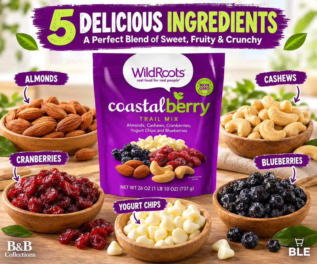 WildRoots Coastal Berry Trail Mix, Almonds, Cashews, Cranberries, Yogurt Chips & Blueberries, Non-GMO, 26 oz (737 g)