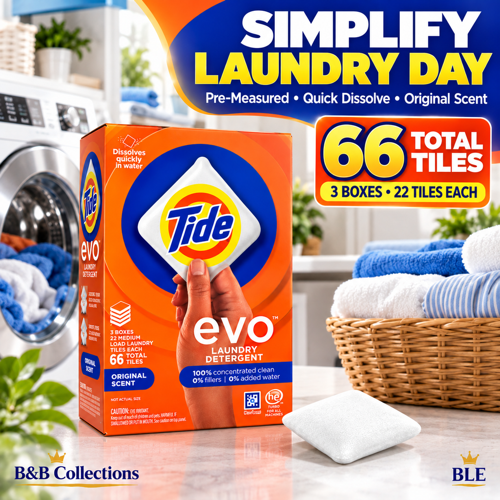 Tide evo Laundry Detergent Tiles, Original Scent, Quick Dissolve, HE Compatible, 66 Count