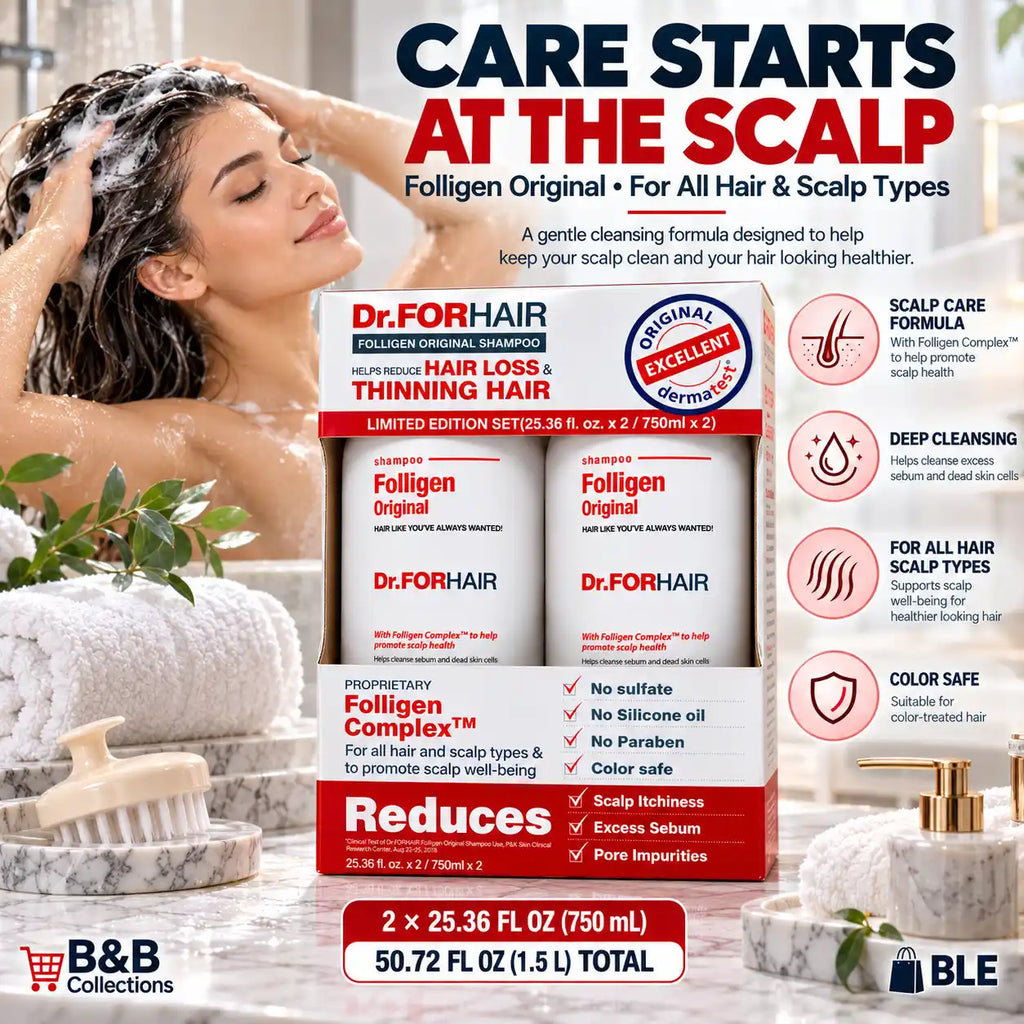 Dr.FORHAIR Folligen Original Shampoo Limited Edition Set, Scalp Care Shampoo, Sulfate, Silicone Oil & Paraben Free, Color Safe, 25.36 fl oz Each, 2 Pack, 50.72 fl oz Total