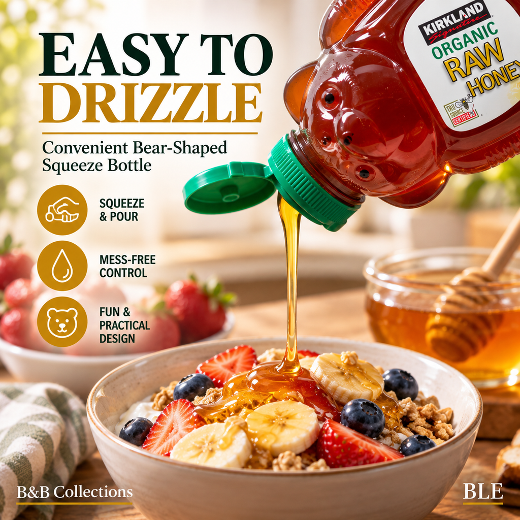 Kirkland Signature Organic Raw Honey, Grade A, 24 oz (680 g), Bear-Shaped Squeeze Bottle