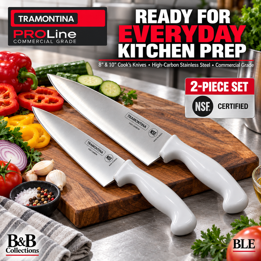 Tramontina PRO Line Commercial Grade Cook’s Knife Set, 8" & 10", High-Carbon Stainless Steel, 2-Piece
