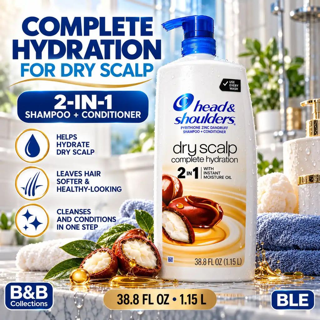 Head & Shoulders Dry Scalp Complete Hydration 2-in-1 Shampoo + Conditioner with Instant Moisture Oil, 38.8 fl oz (1.15 L)