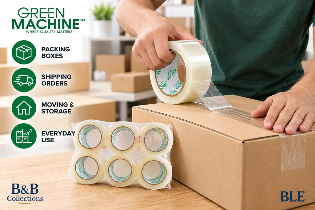 Green Machine C180 Clear Packing Tape, 48mm x 100m (1.88 in x 109.3 Yards), Packaging and Shipping Tape, 6 Rolls