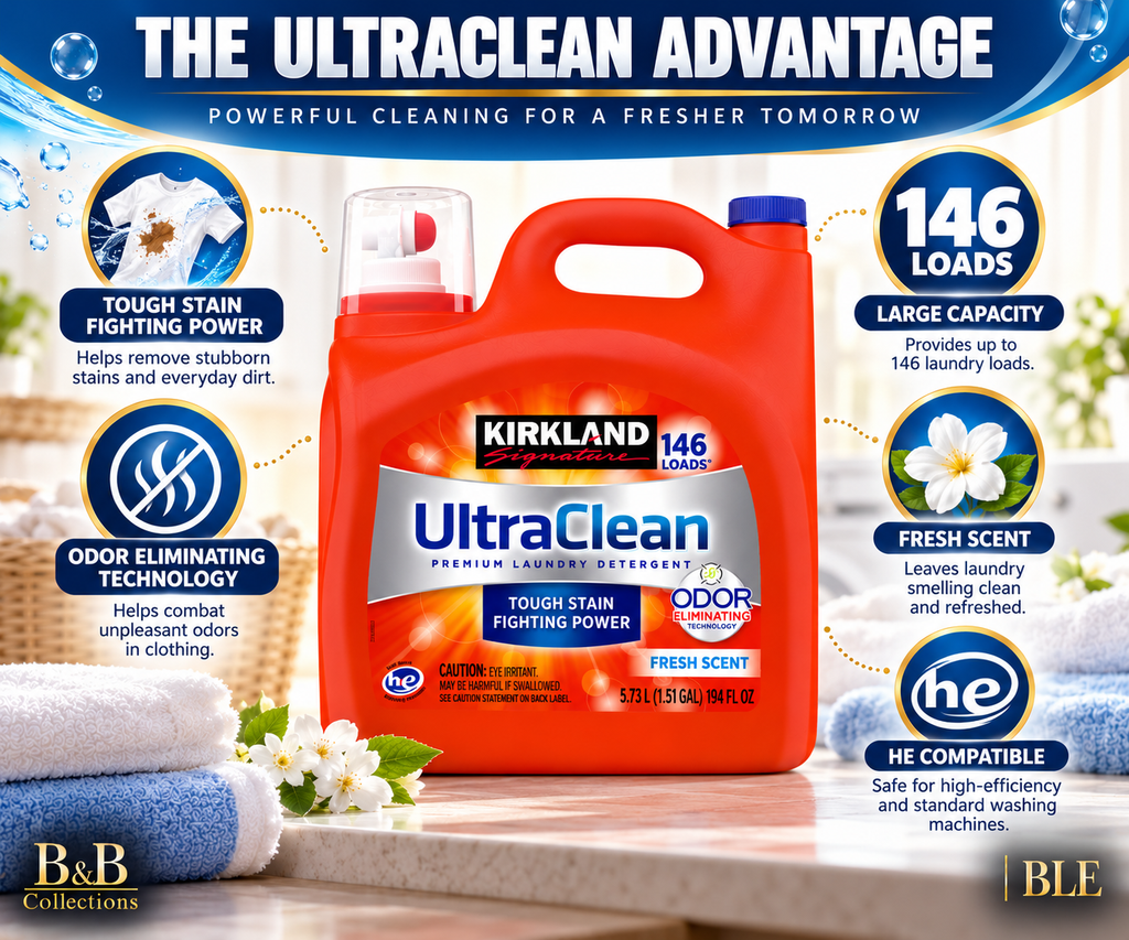 Kirkland Signature UltraClean HE Liquid Laundry Detergent, Fresh Scent, 146 Loads, 194 fl oz