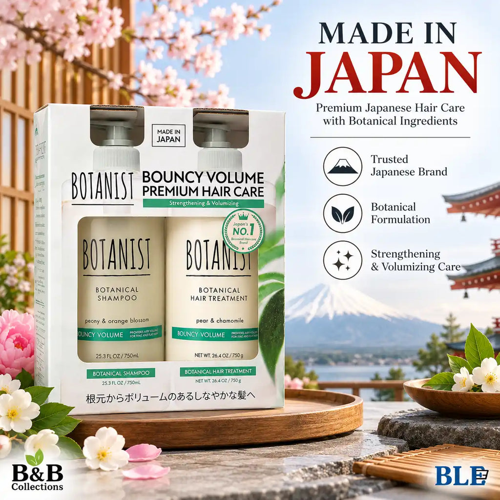 BOTANIST Bouncy Volume Premium Hair Care Set, Botanical Shampoo Peony & Orange Blossom and Hair Treatment Pear & Chamomile, 750 mL Each, 2-Piece Set, Made in Japan