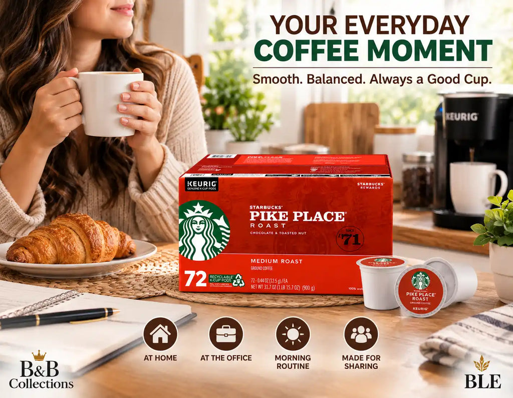 Starbucks Pike Place Roast Medium Roast Coffee, Keurig K-Cup Pods, Chocolate & Toasted Nut Notes, 100% Arabica Coffee, 72 Count