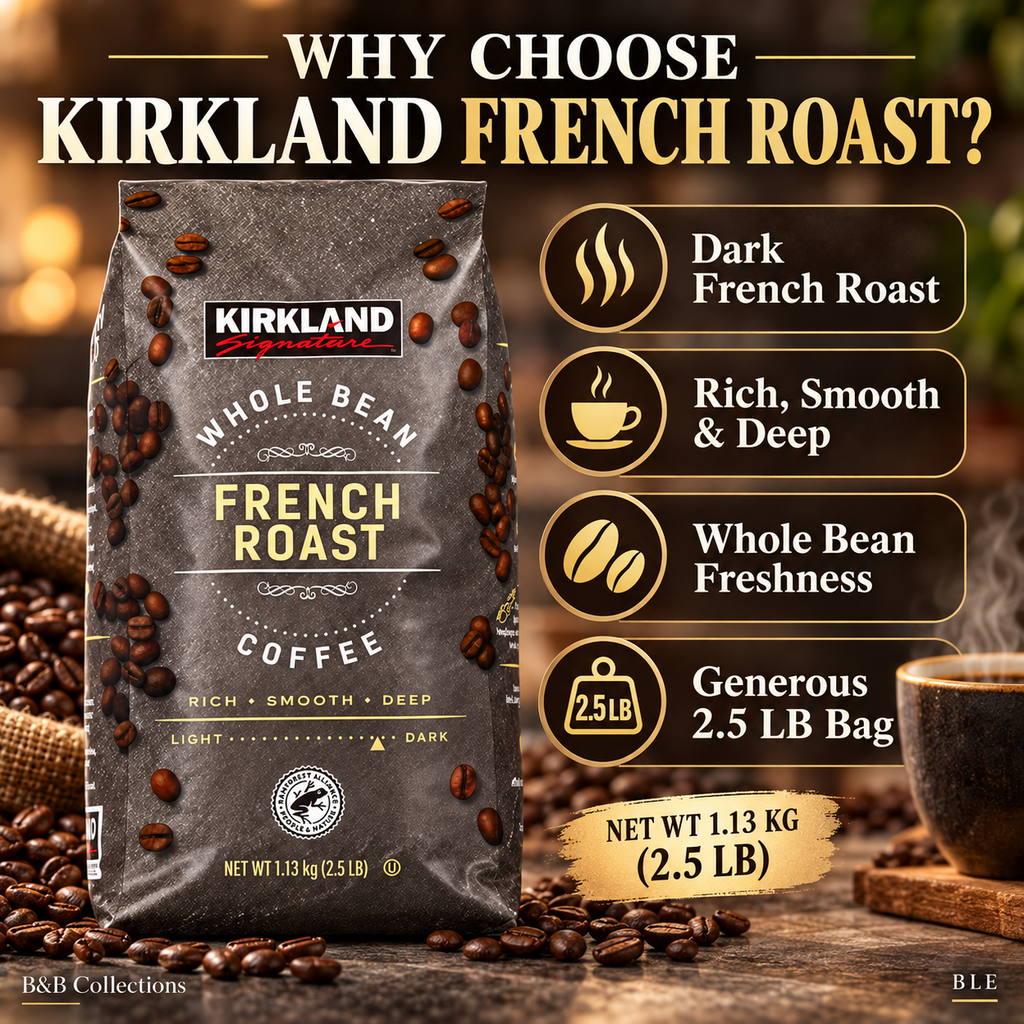 Kirkland Signature French Roast Whole Bean Coffee, Dark Roast, Rich & Smooth, 2.5 lb (40 oz)