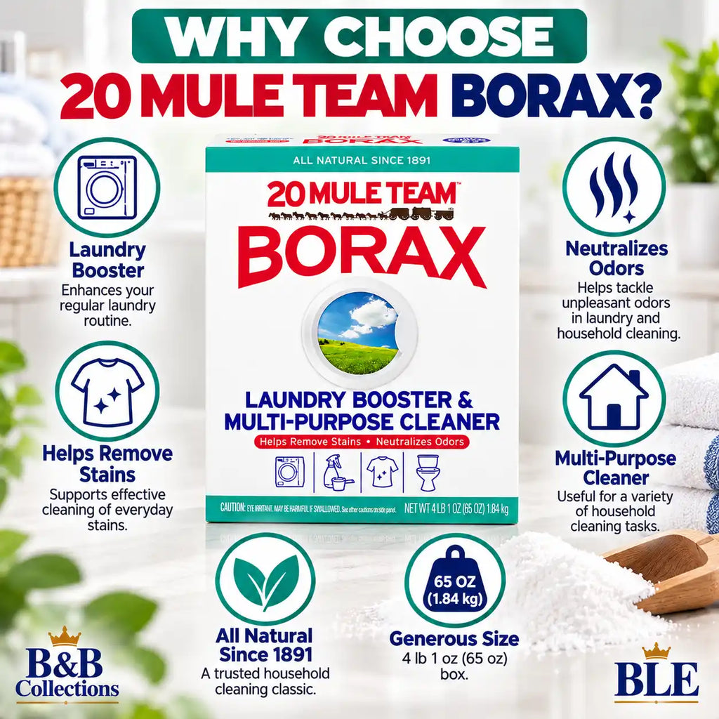 20 Mule Team Borax Laundry Booster & Multi-Purpose Household Cleaner, Helps Remove Stains & Neutralize Odors, All Natural, 4 lb (65 oz / 1.84 kg)