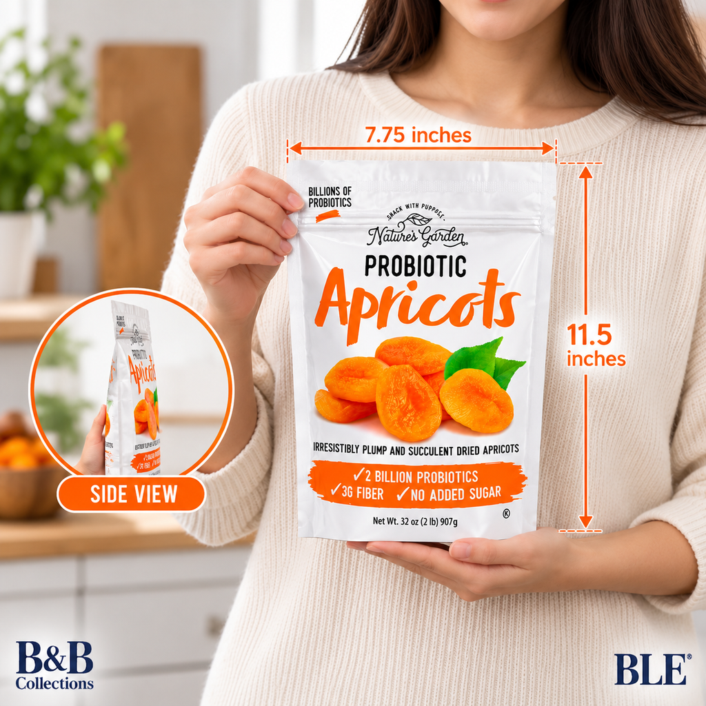 Nature's Garden Probiotic Dried Apricots, No Added Sugar, 2 Billion Probiotics, Good Source of Fiber, 32 oz (2 lb)