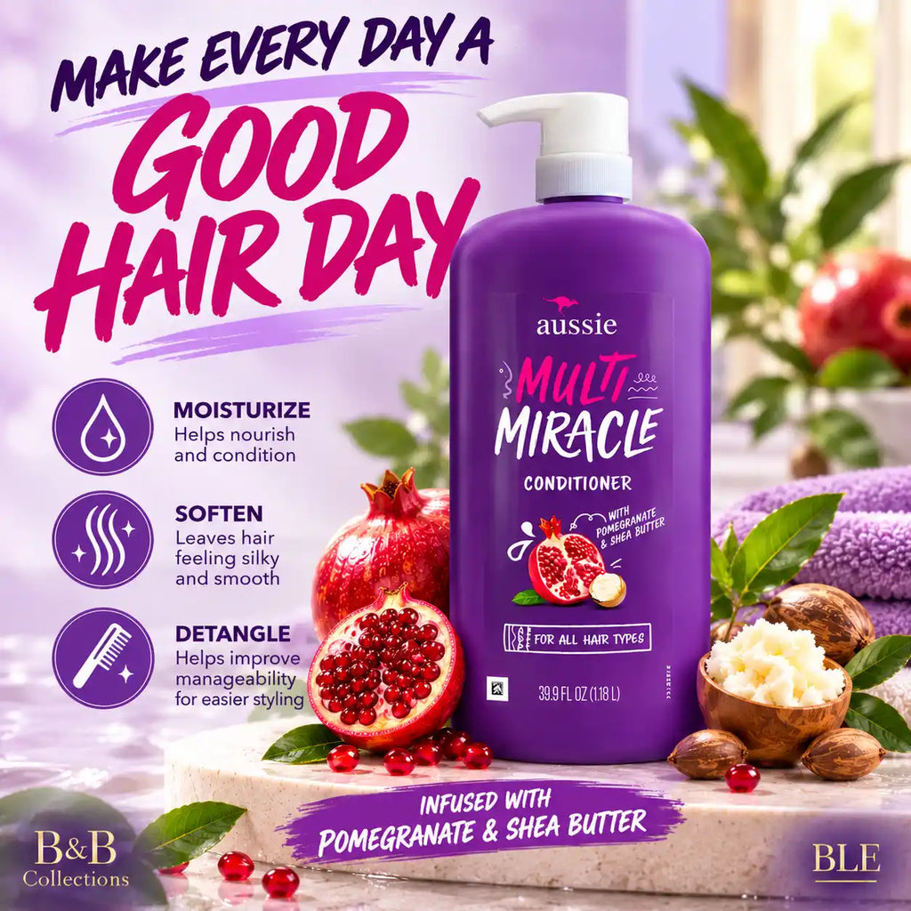 Aussie Multi Miracle Conditioner with Pomegranate & Shea Butter, for All Hair Types, 39.9 fl oz (1.18 L), Pump Bottle