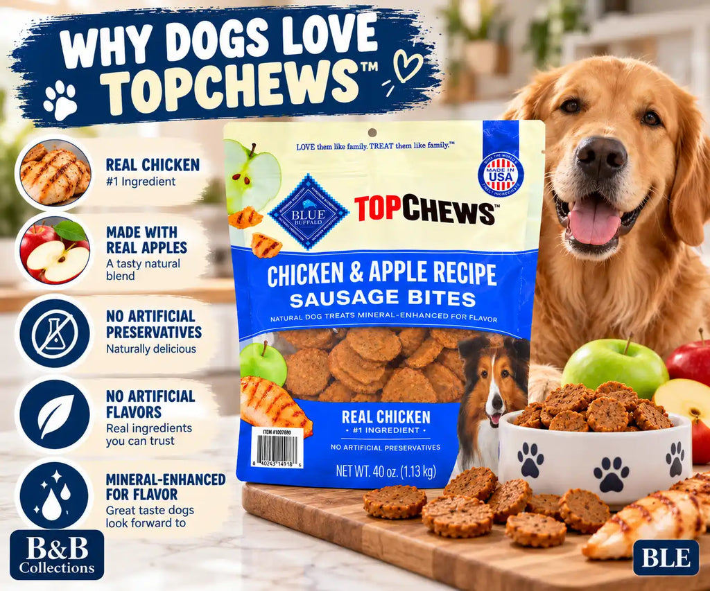 Blue Buffalo Top Chews Chicken & Apple Recipe Sausage Bites Dog Treats, Real Chicken #1 Ingredient, 40 oz (2.5 lb)