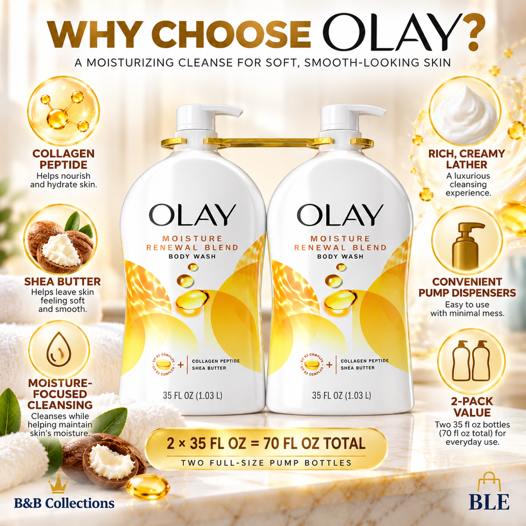 Olay Ultra Moisture Renewal Blend Body Wash with Collagen Peptide & Shea Butter, Moisturizing Body Cleanser, 35 fl oz Each, 2-Pack (70 fl oz Total)