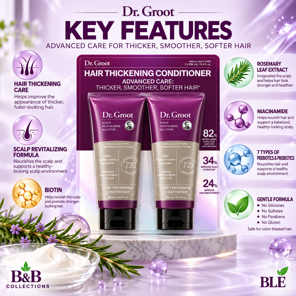 Dr. Groot Hair Thickening Conditioner, Scalp Revitalizing Formula with Biotin, Niacinamide & Rosemary Extract, for Thicker, Smoother, Softer Hair, 9.4 fl oz Each, 2-Pack