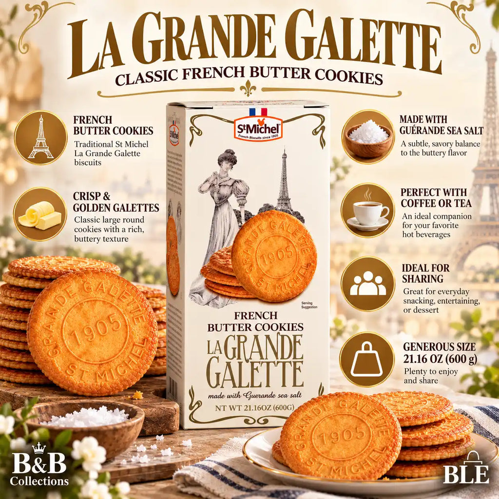 St Michel La Grande Galette French Butter Cookies with Guérande Sea Salt, 21.16 oz (600 g)