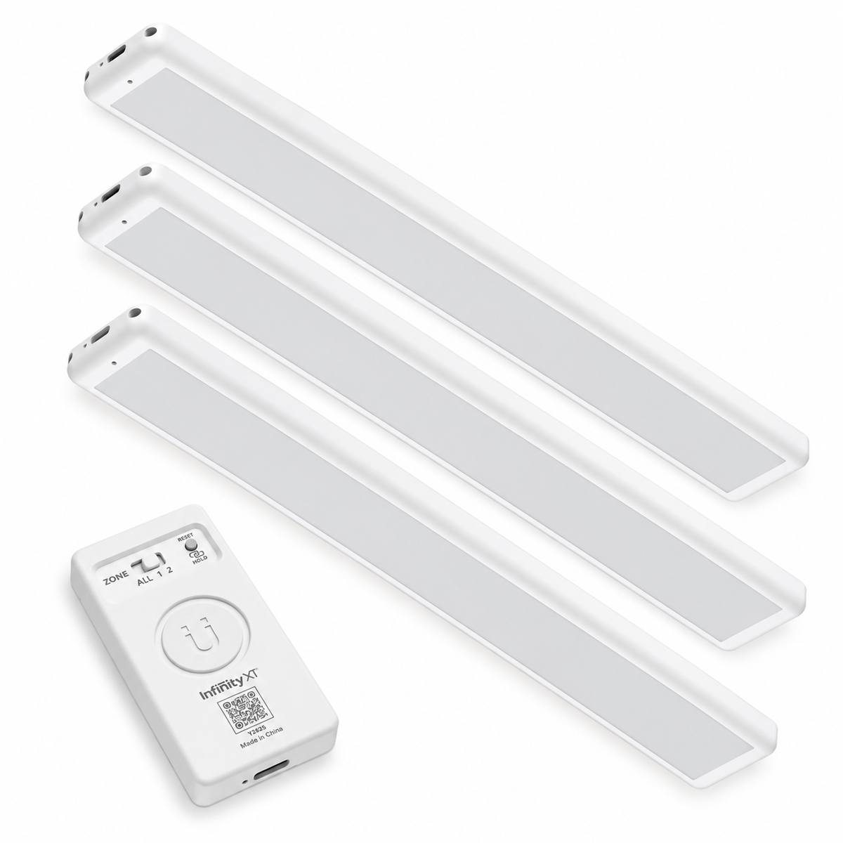 Infinity X1 LED Under Cabinet Lights, 3-Pack, Motion Sensor Lighting with Remote Control, White Wireless Light Bars for Kitchen Cabinets, Closets & Shelves