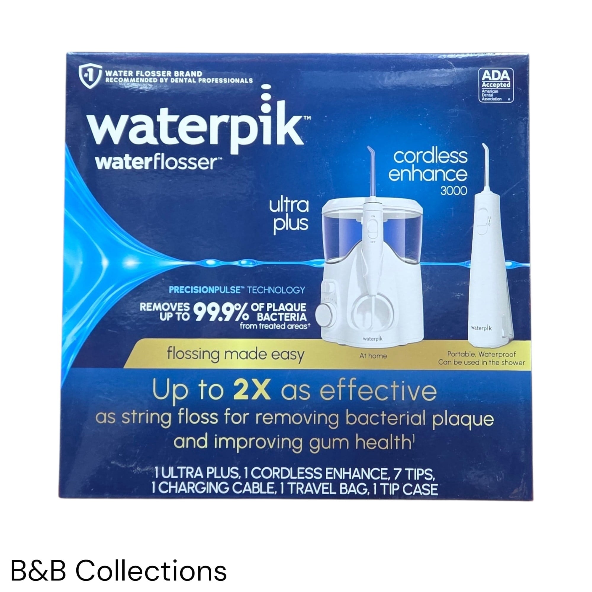 Waterpik Cordless Enhance 3000 + Ultra Plus Water Flosser Combo | Electric Dental Irrigator Set with Multiple Tips, Adjustable Pressure, Portable & Countertop Oral Care System