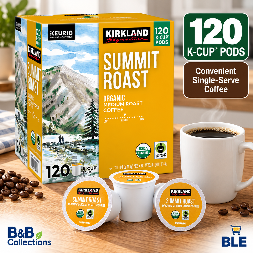 Kirkland Signature Summit Roast Organic Medium Roast Coffee, Keurig K-Cup Pods, USDA Organic, Fair Trade Certified, 120 Count