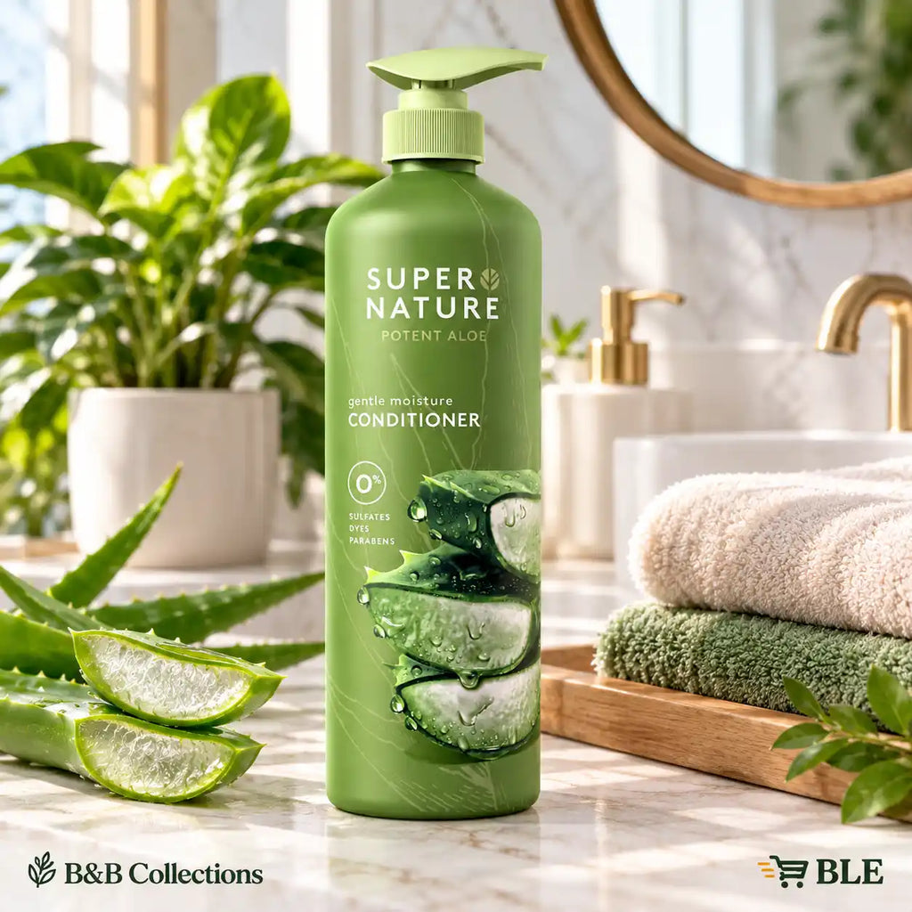 Super Nature Potent Aloe Gentle Moisture Conditioner, Sulfate-Free, Dye-Free & Paraben-Free, Aloe Vera Hair Care