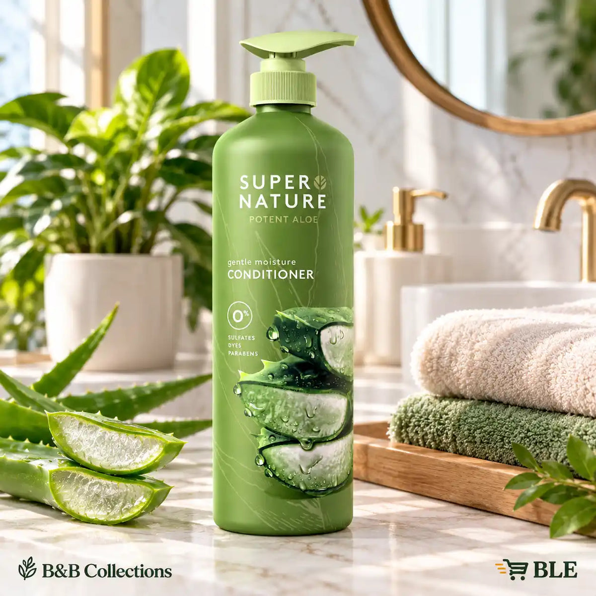 Super Nature Potent Aloe Gentle Moisture Conditioner, Sulfate-Free, Dye-Free & Paraben-Free, Aloe Vera Hair Care