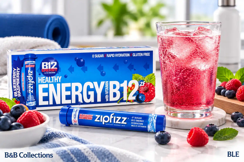 Zipfizz Healthy Energy Drink Mix, Blueberry Raspberry Flavor, Vitamin B12, Zero Sugar, Rapid Hydration, Gluten Free