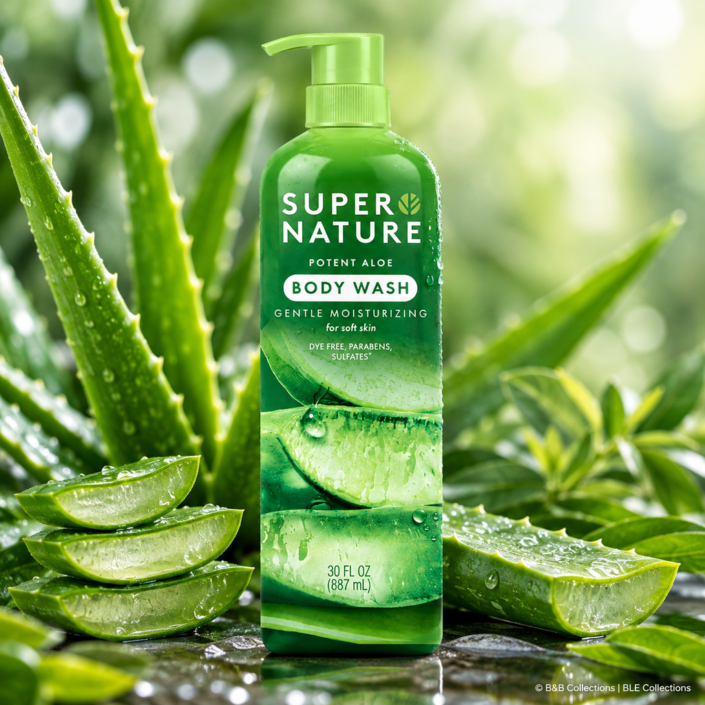 Super Nature Potent Aloe Body Wash, Gentle Moisturizing Body Cleanser, Aloe Vera, Sulfate Free, 30 fl oz
