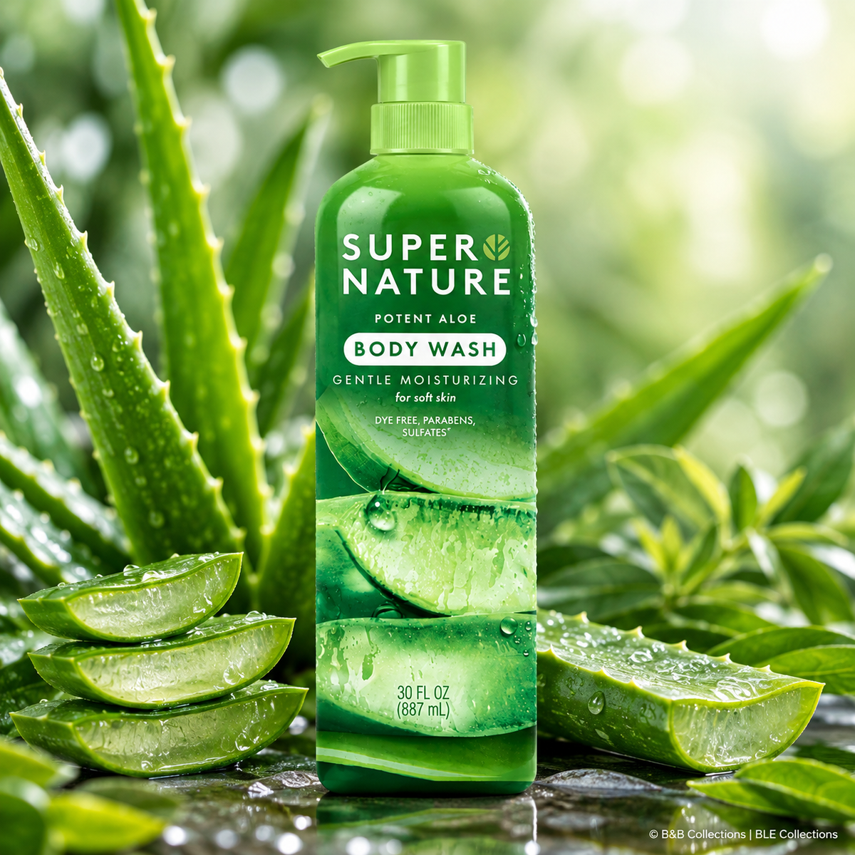 Super Nature Potent Aloe Body Wash, Gentle Moisturizing Body Cleanser, Aloe Vera, Sulfate Free, 30 fl oz
