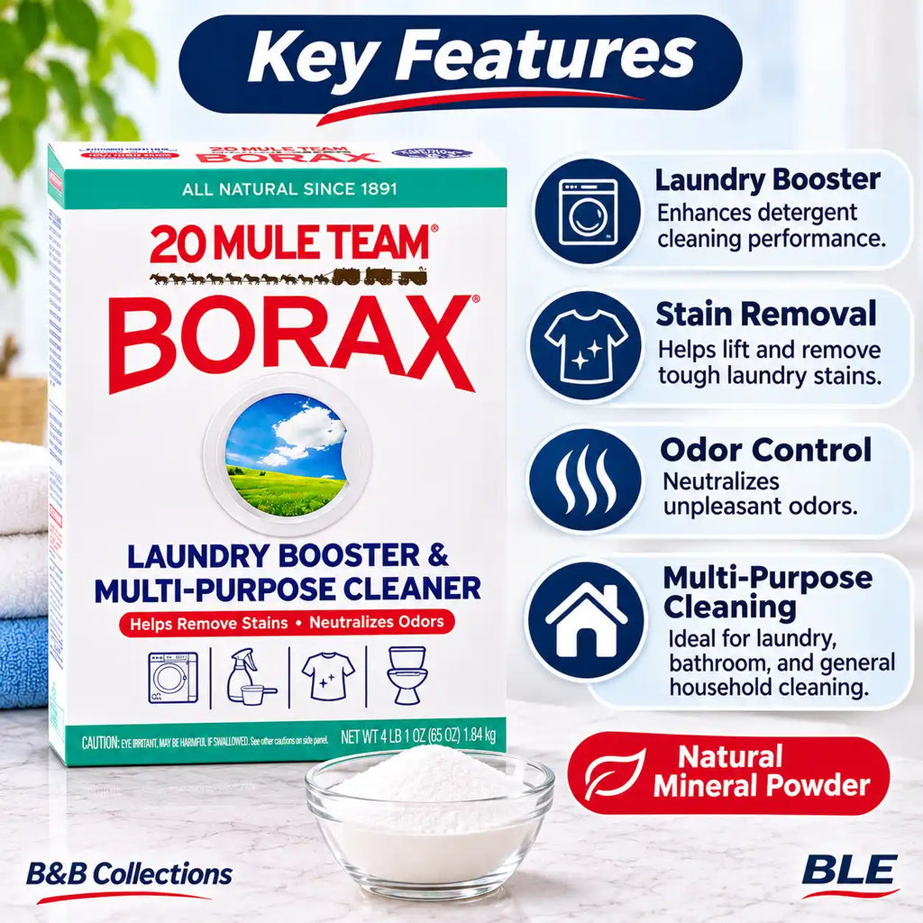 20 Mule Team Borax Laundry Booster & Multi-Purpose Cleaner, 65 oz (4 lb 1 oz), Natural Mineral Powder, Stain & Odor Remover