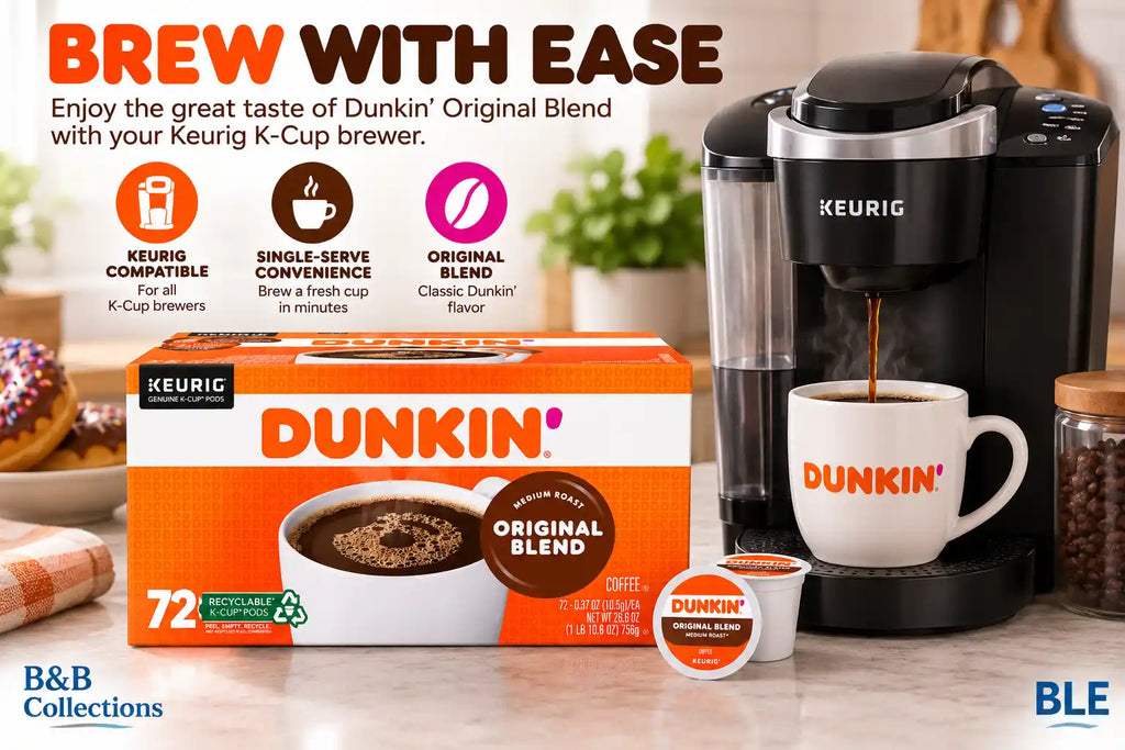 Dunkin' Original Blend Medium Roast Coffee, Genuine Keurig K-Cup Pods, Smooth & Rich Flavor, 72 Count
