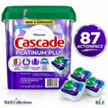 Cascade Platinum Plus Dishwasher Detergent ActionPacs, Fresh Scent, 87 Count, 2X Scrubbing Power, Grease Fighting & Food Residue Removal