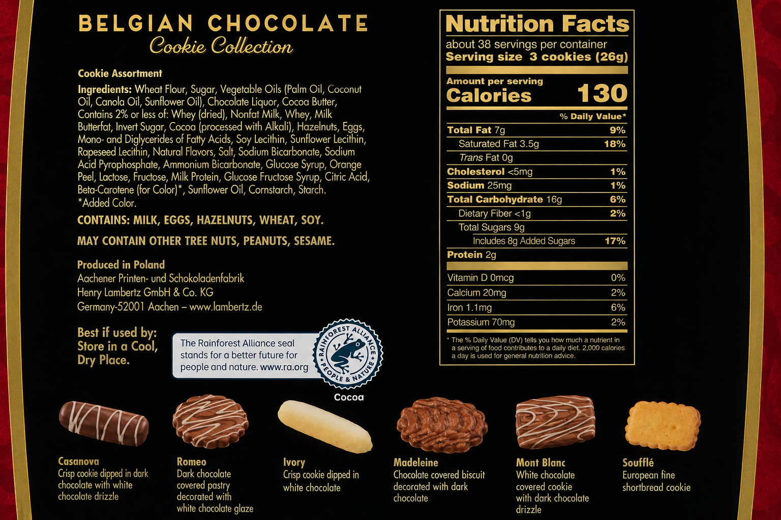 Member’s Mark Belgian Chocolate Cookie Collection, 12 European Cookie Varieties, 35.2 oz Gift Tin