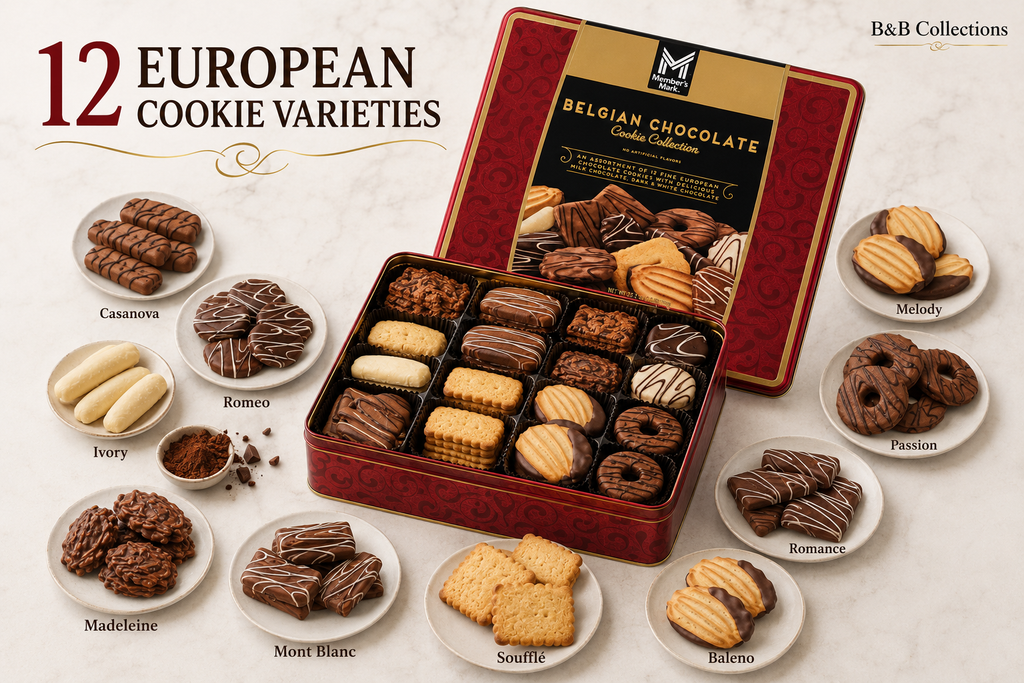 Member’s Mark Belgian Chocolate Cookie Collection, 12 European Cookie Varieties, 35.2 oz Gift Tin