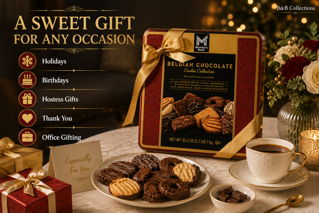 Member’s Mark Belgian Chocolate Cookie Collection, 12 European Cookie Varieties, 35.2 oz Gift Tin
