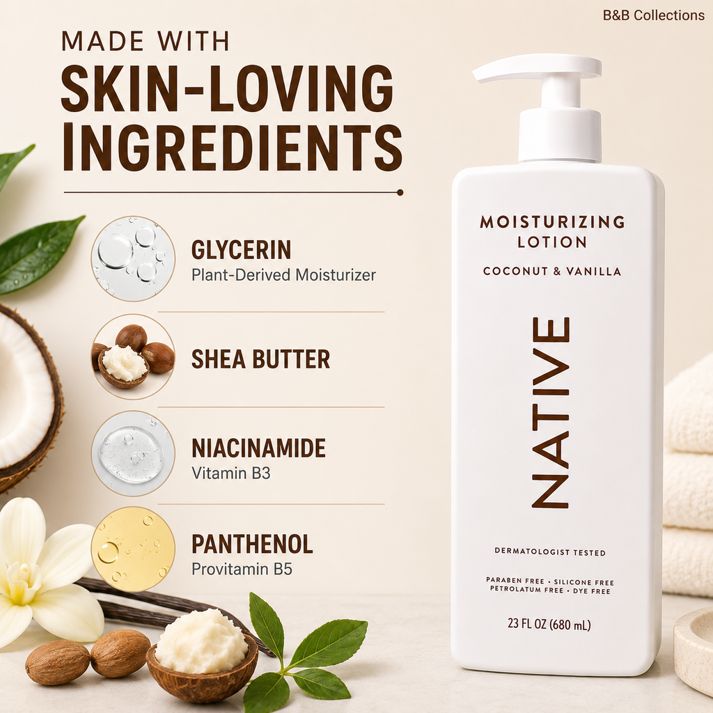 Native Moisturizing Lotion Coconut & Vanilla, 23 fl oz, Plant-Based Moisturizers with Shea Butter & Niacinamide, Hand & Body Lotion, 2 Pack