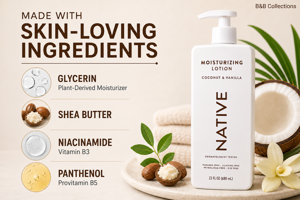 Native Moisturizing Lotion Coconut & Vanilla, 23 fl oz, Plant-Based Moisturizers with Shea Butter & Niacinamide, Hand & Body Lotion, 2 Pack