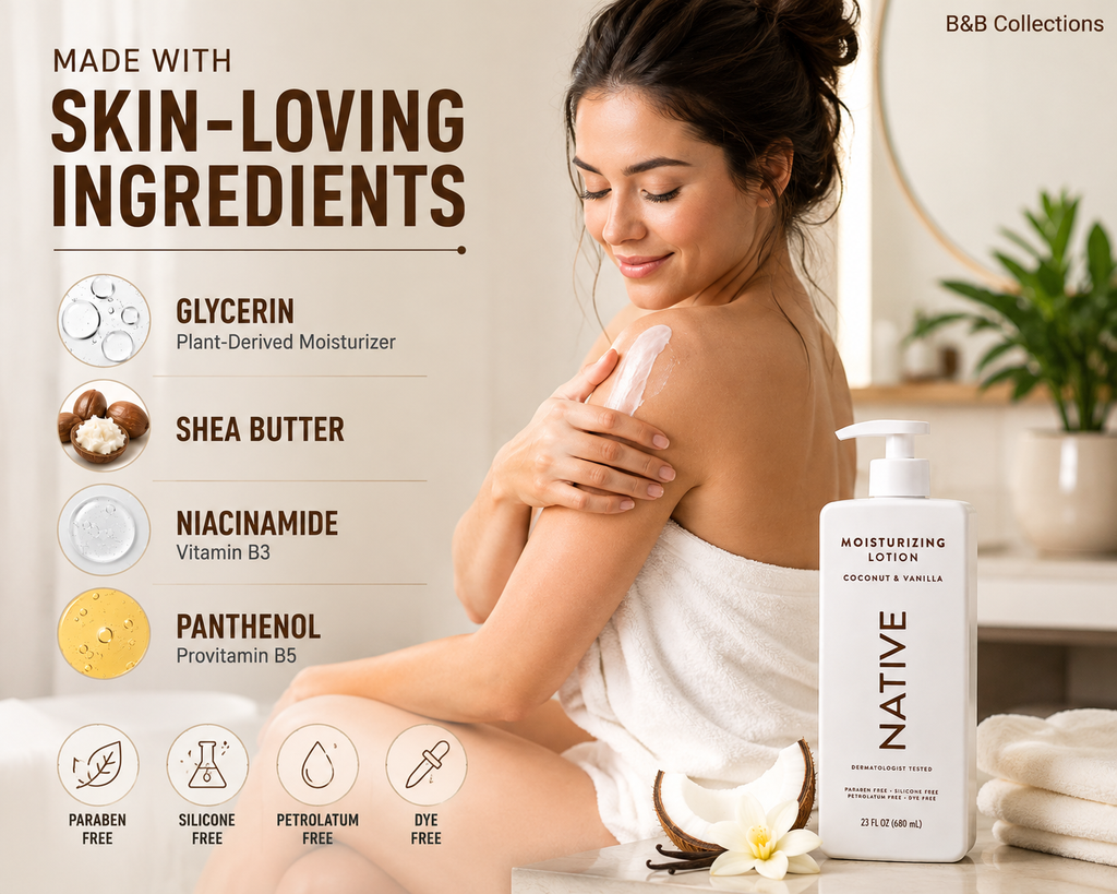 Native Moisturizing Lotion Coconut & Vanilla, 23 fl oz, Plant-Based Moisturizers with Shea Butter & Niacinamide, Hand & Body Lotion, 2 Pack