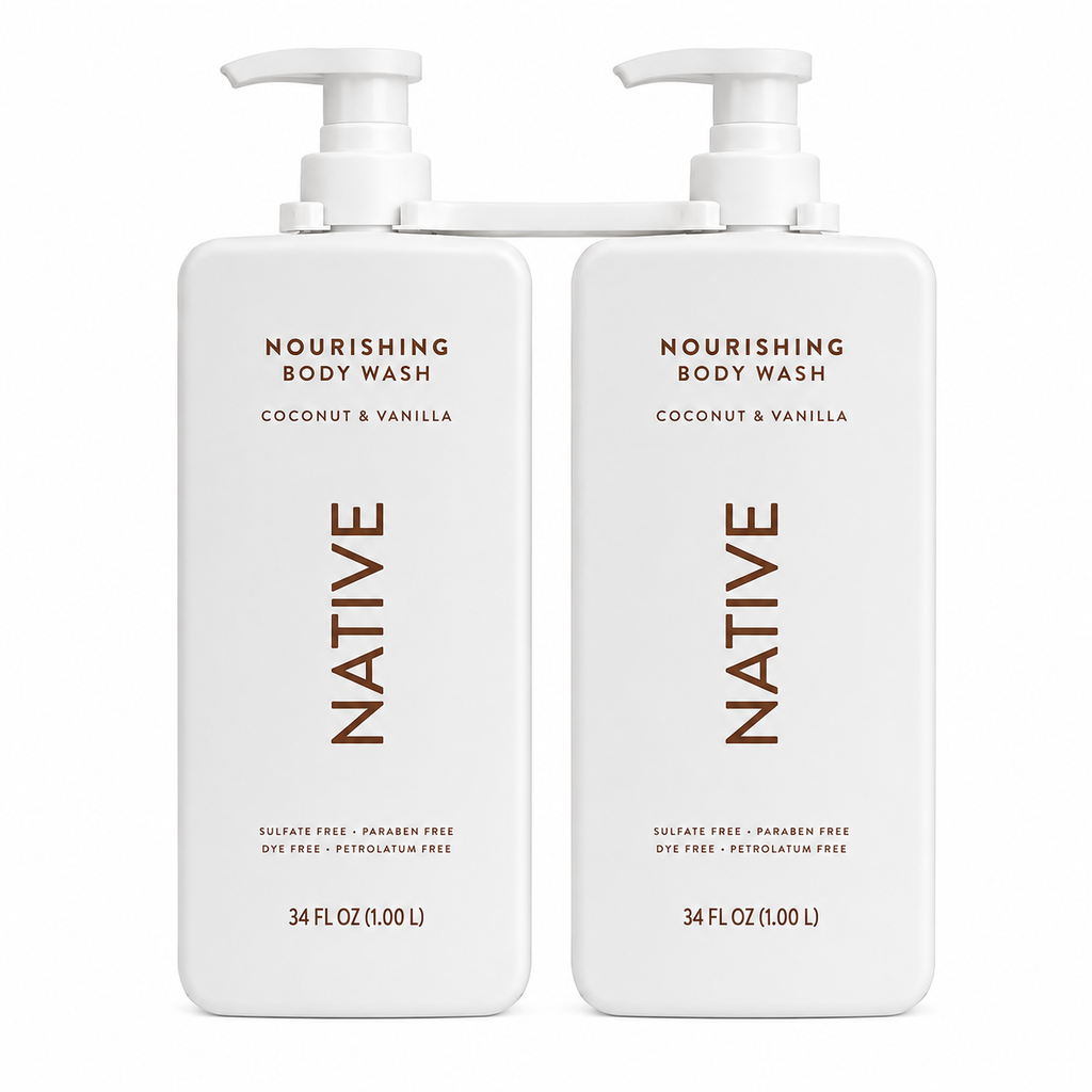 Native Nourishing Body Wash, Coconut & Vanilla, Sulfate Free & Paraben Free, 34 fl oz, 2 Pack (68 fl oz Total)