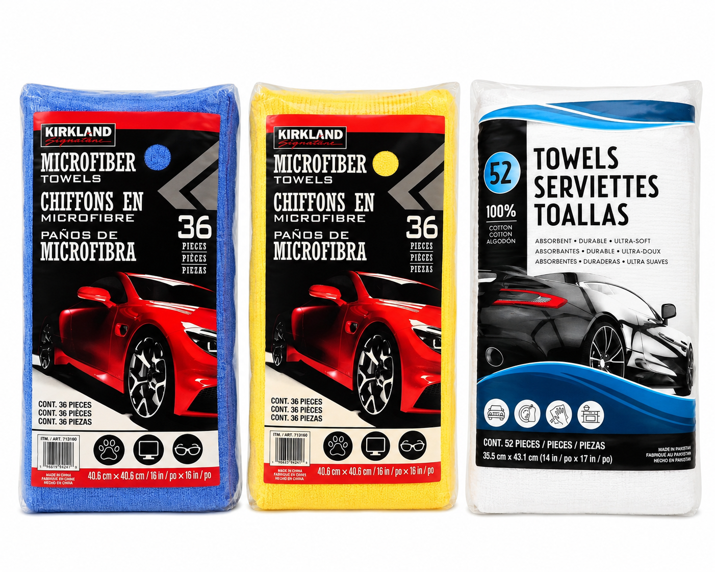 Kirkland Signature Cleaning Towels, Multiple Colors & Styles, Soft Reusable Towels
