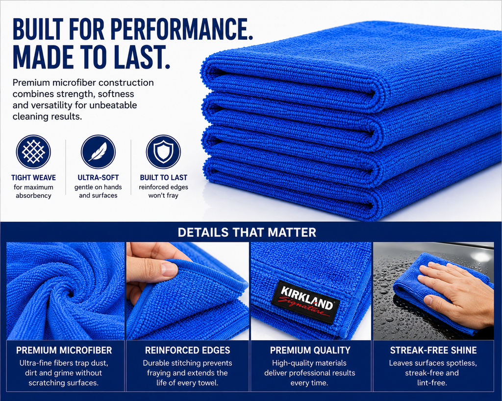 Kirkland Signature Cleaning Towels, Multiple Colors & Styles, Soft Reusable Towels